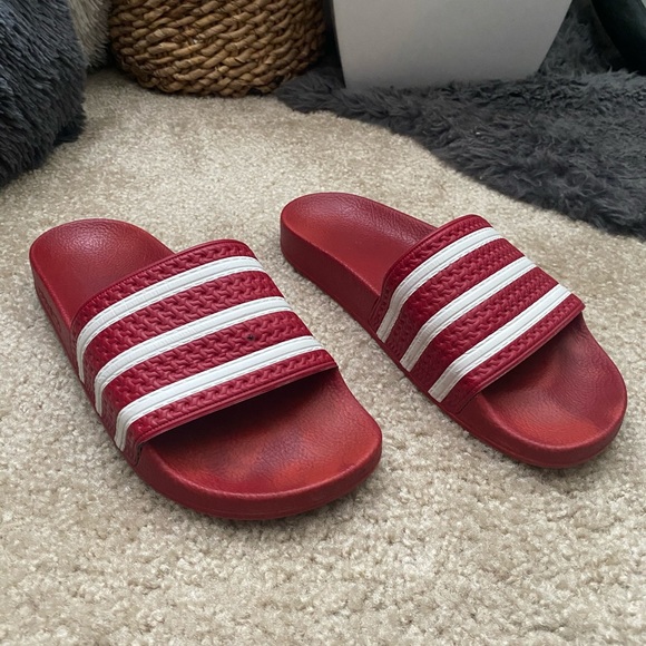 adidas adilette slides red white